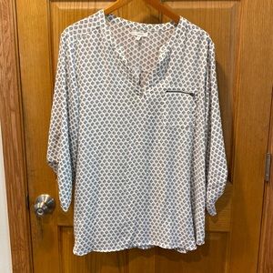 Off white and navy sheet blouse